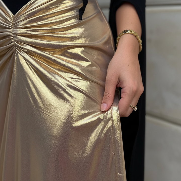 Women’s Contrast Panel Maxi Dress for Elegant Party Wear
