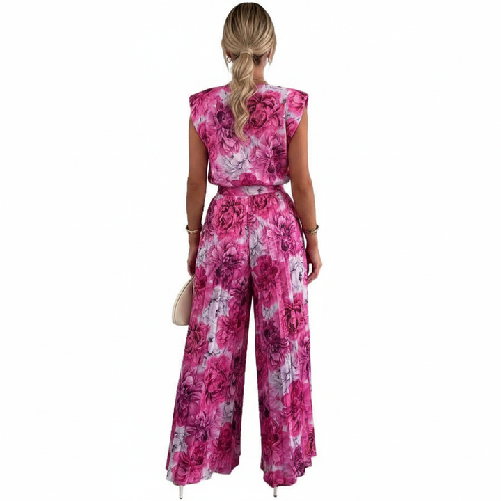 Women’s Sleeveless Pleated Wide Leg Pants Set