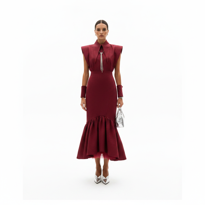 Women’s Elegant Shirt and Maxi Skirt Set for Formal Occasion Wear